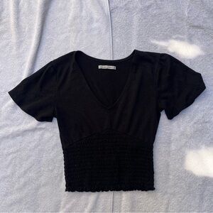 Abercrombie & Fitch Black V-Neck Smocked Women Top size XS